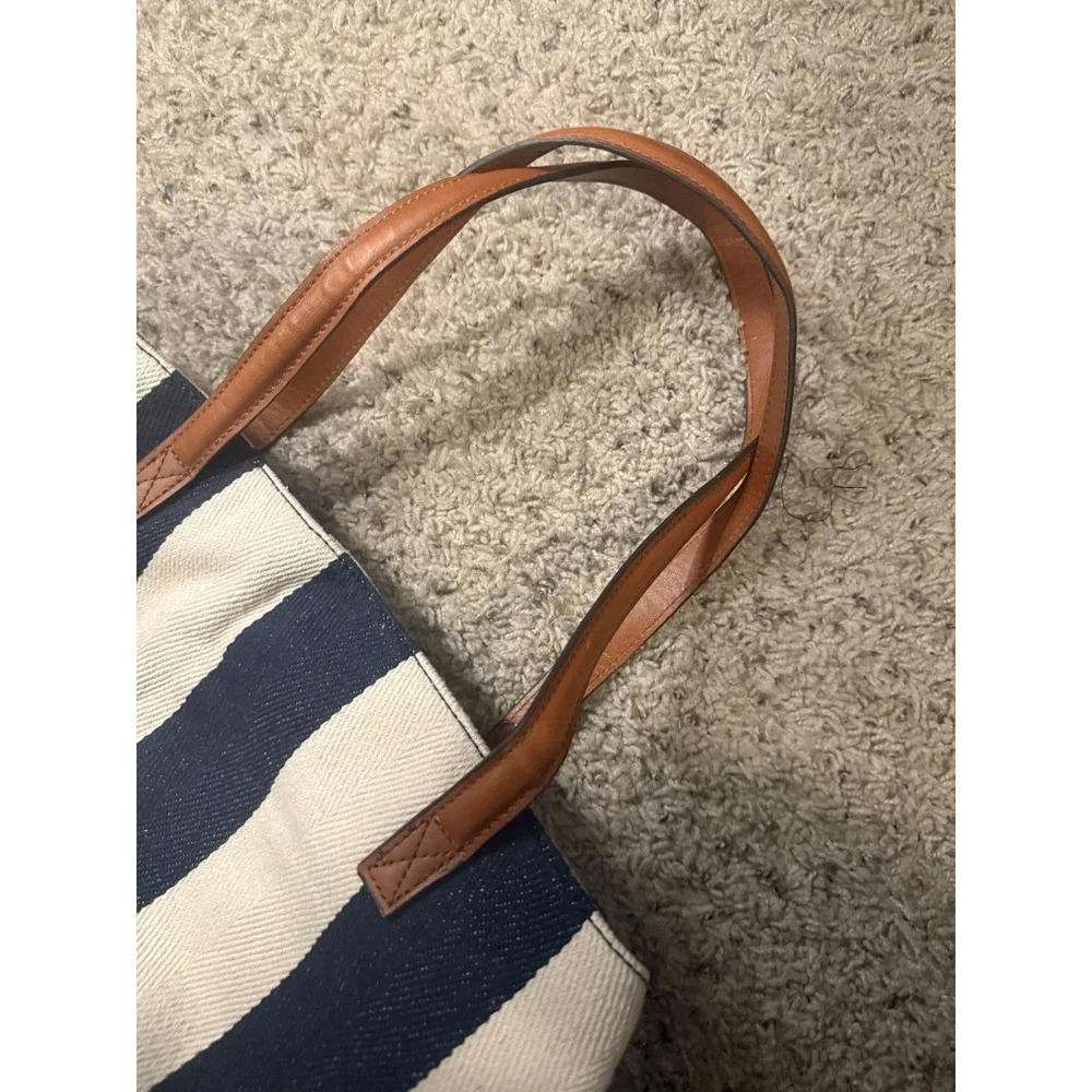 Sole Society Stripes Canvas, Bag, Navy, And‎ Cream Color large Carryall